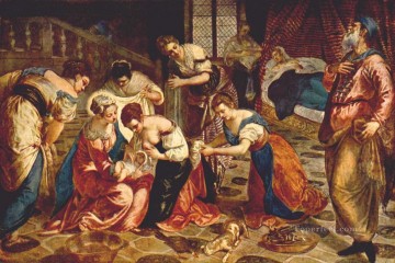 Tintoretto Painting - El nacimiento de San Juan Bautista Tintoretto del Renacimiento italiano